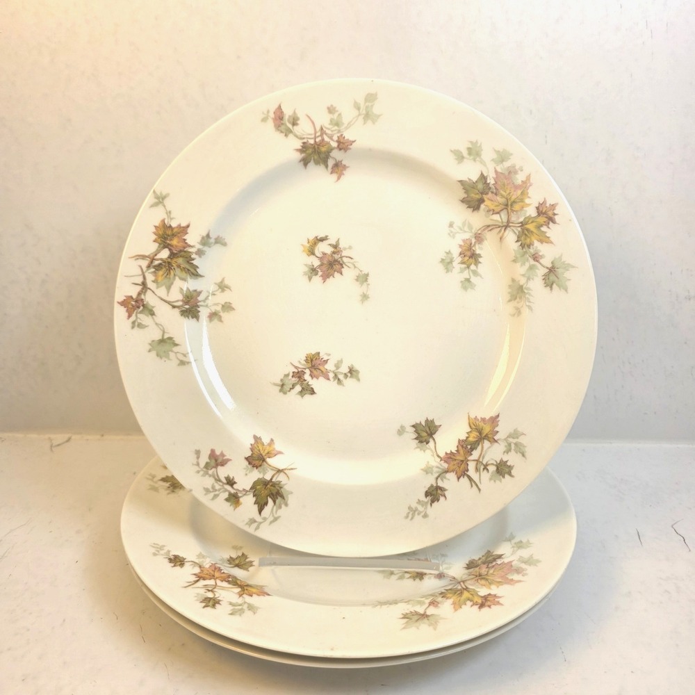 Antique Haviland France Limoges Autumn Leaf Dinner Plates Set of 3 Schleiger 196